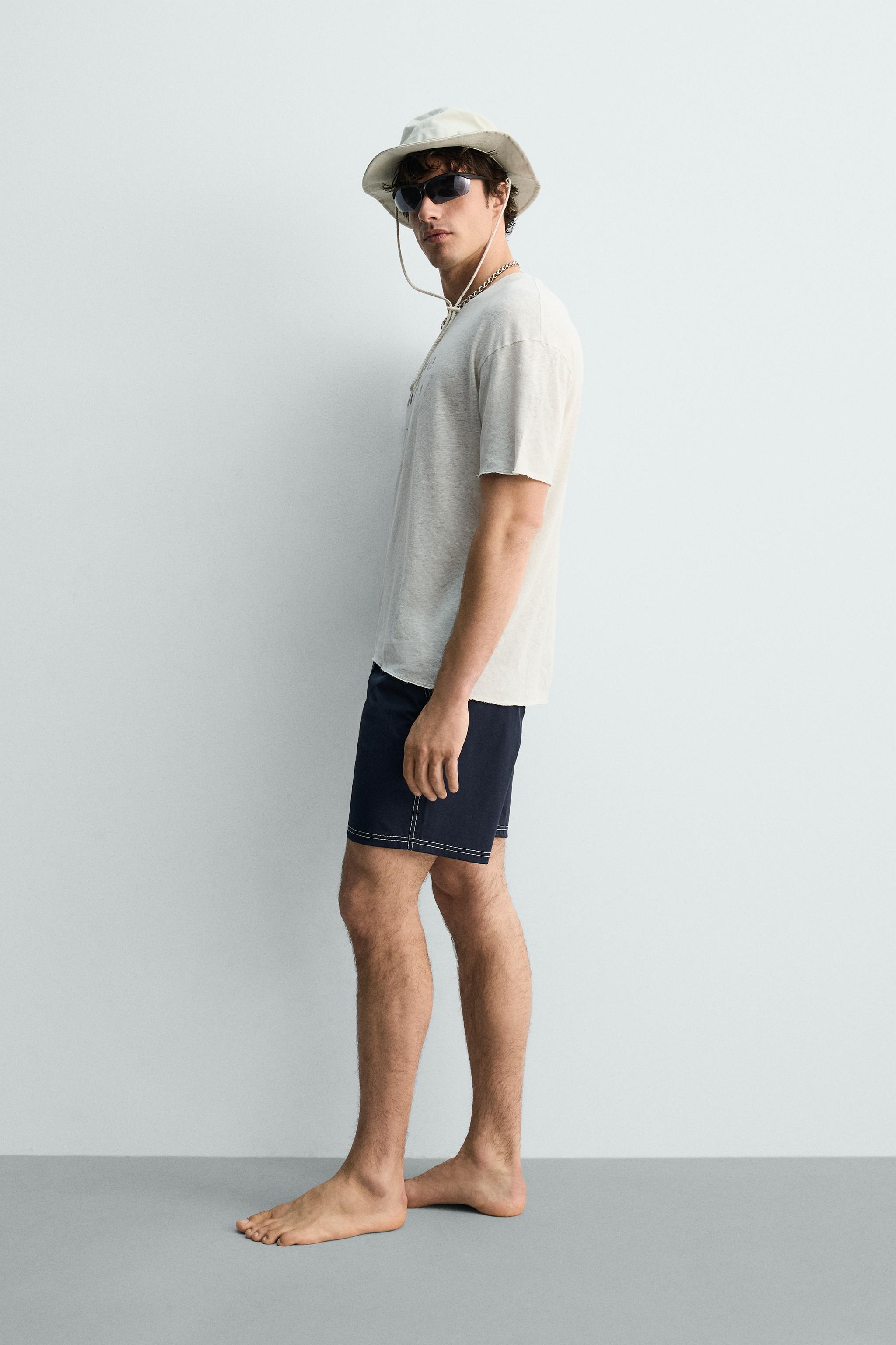 WASHED COTTON-LINEN T-SHIRT WITH TEXT